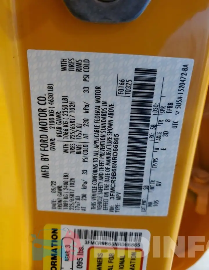 3FMCR9B68NRD66865 Photo# 14