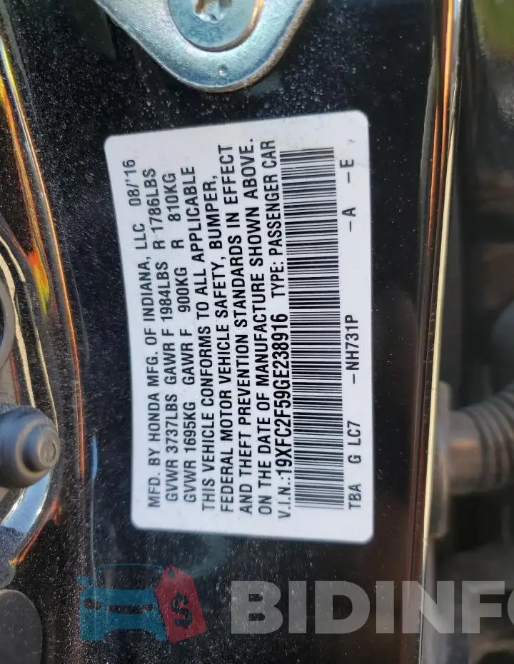 19XFC2F59GE238916 Photo# 12