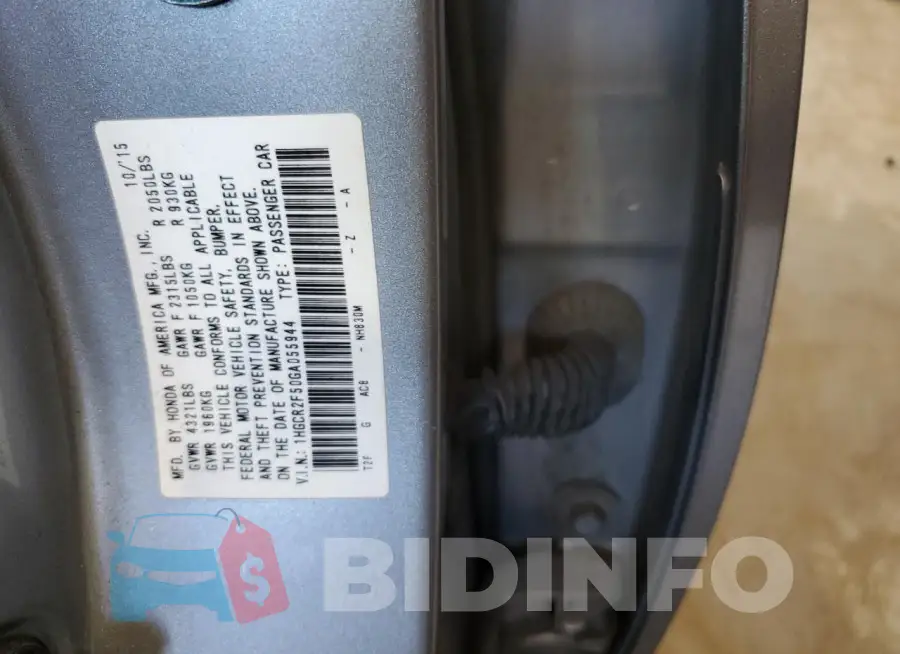1HGCR2F50GA055944 Photo# 13