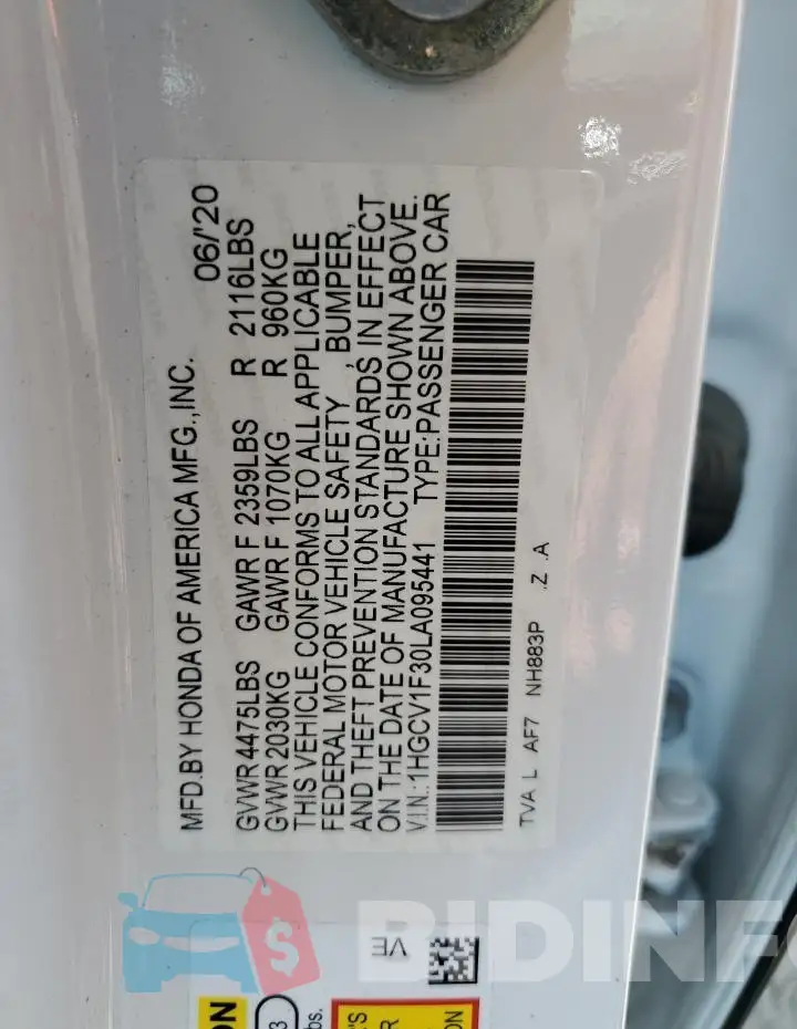 1HGCV1F30LA095441 Photo# 12