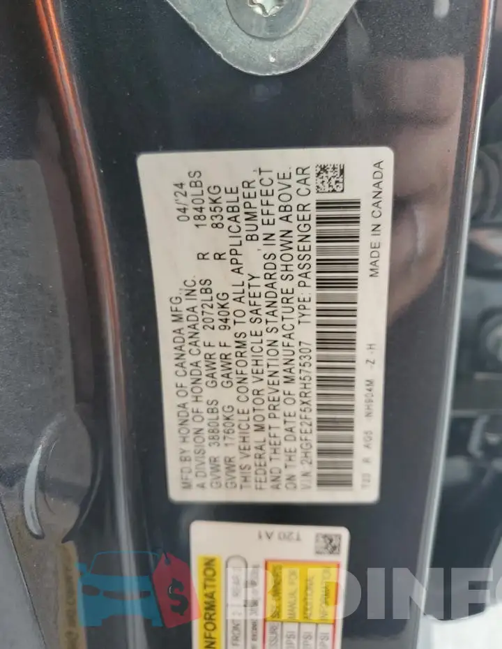 2HGFE2F5XRH575307 Photo# 12