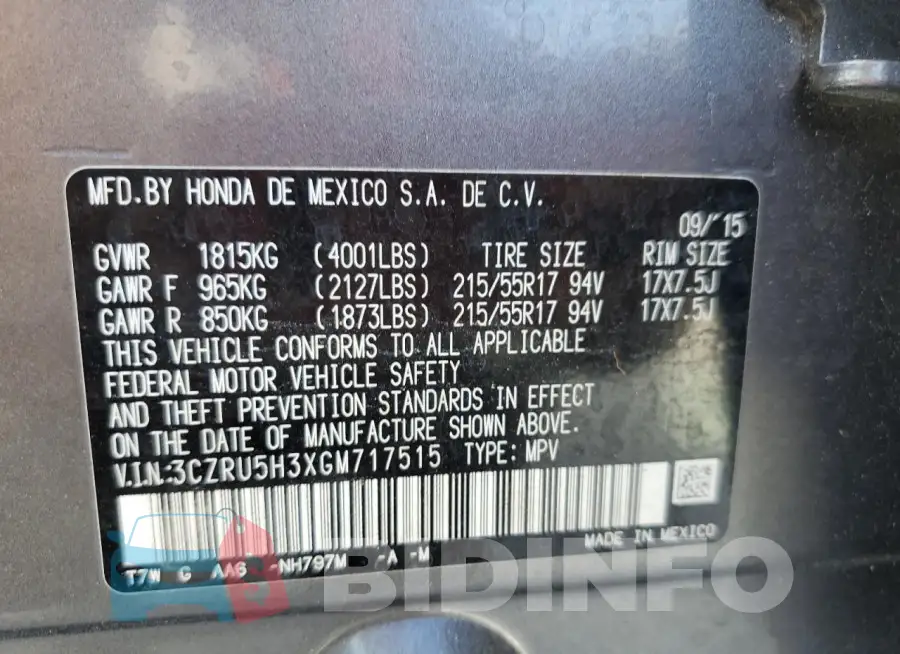 3CZRU5H3XGM717515 Photo# 14