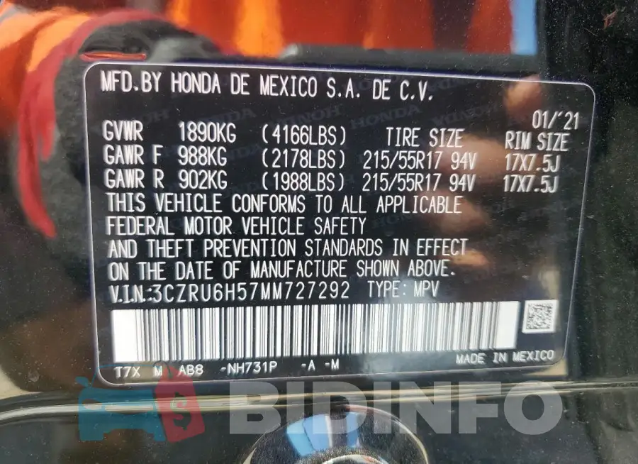 3CZRU6H57MM727292 Photo# 12