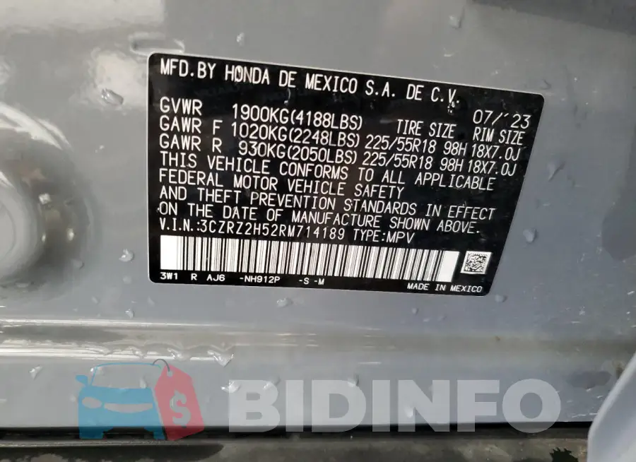 3CZRZ2H52RM714189 Photo# 14