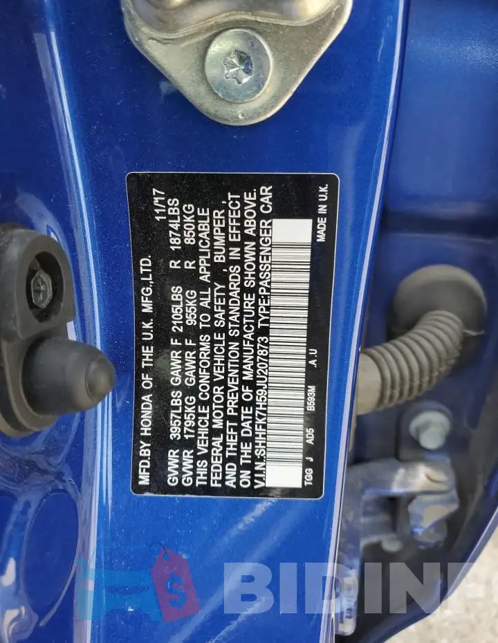 SHHFK7H59JU207873 Photo# 12