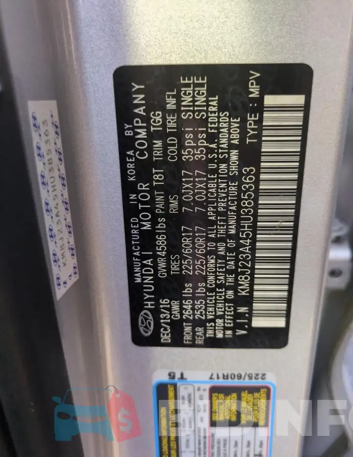 KM8J23A45HU385363 Photo# 14