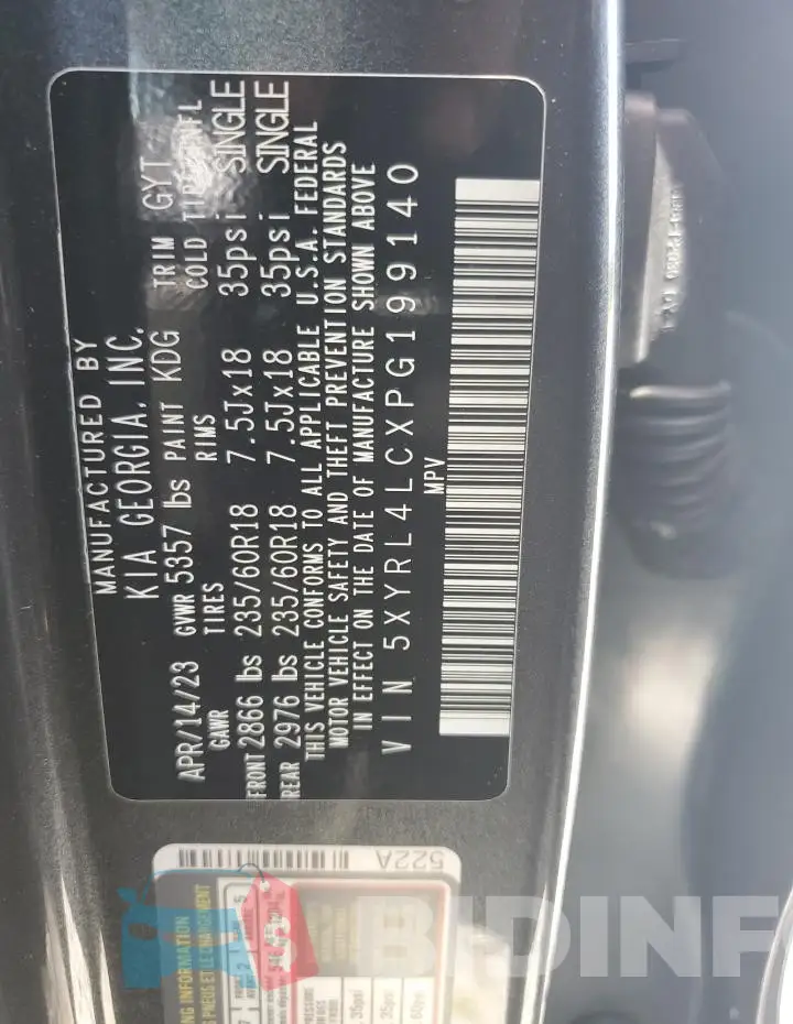 5XYRL4LCXPG199140 Photo# 12