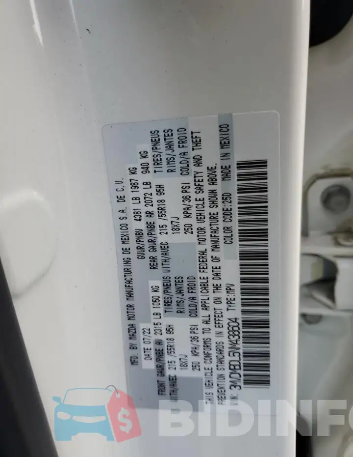 3MVDMBDL5NM438604 Photo# 13