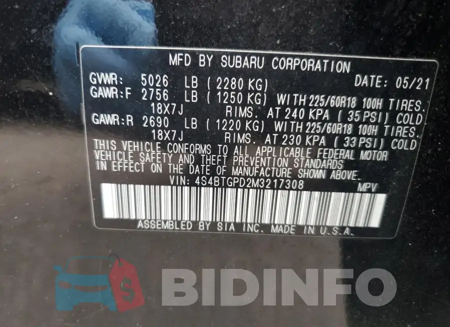 4S4BTGPD2M3217308 Photo# 13