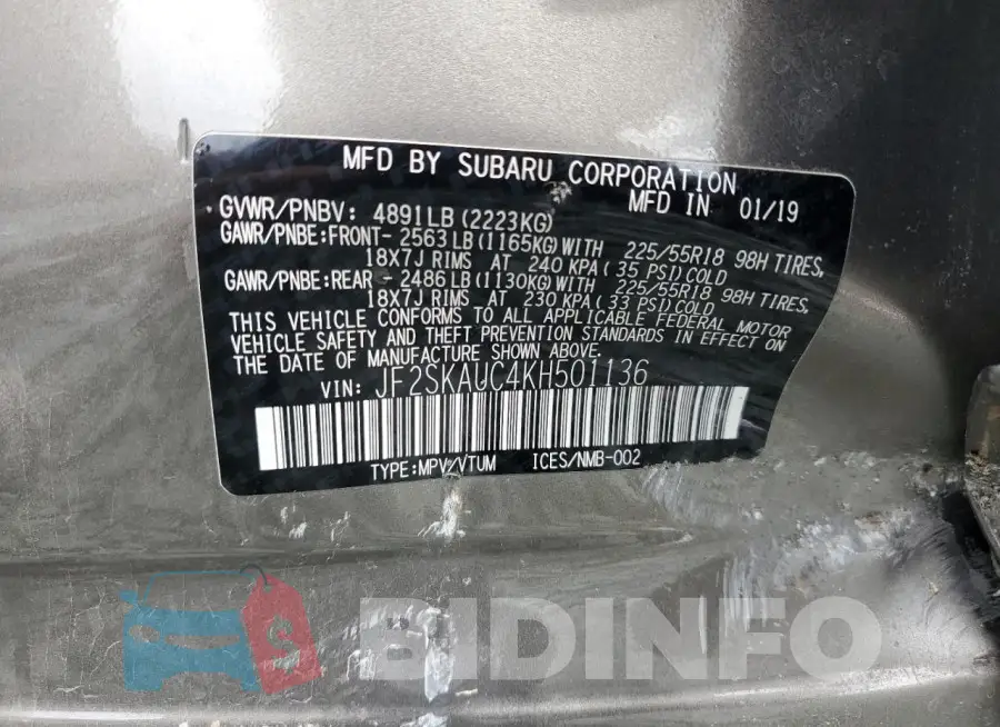 JF2SKAUC4KH501136 Photo# 14