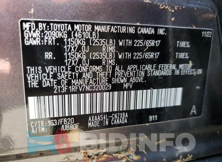 2T3F1RFV7NC320029 Photo# 13