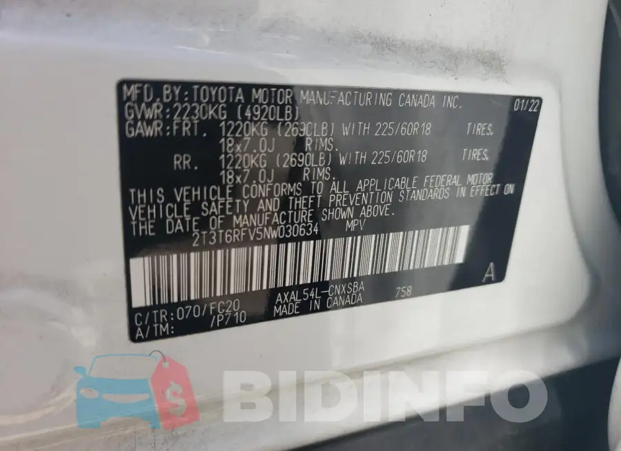 2T3T6RFV5NW030634 Photo# 13