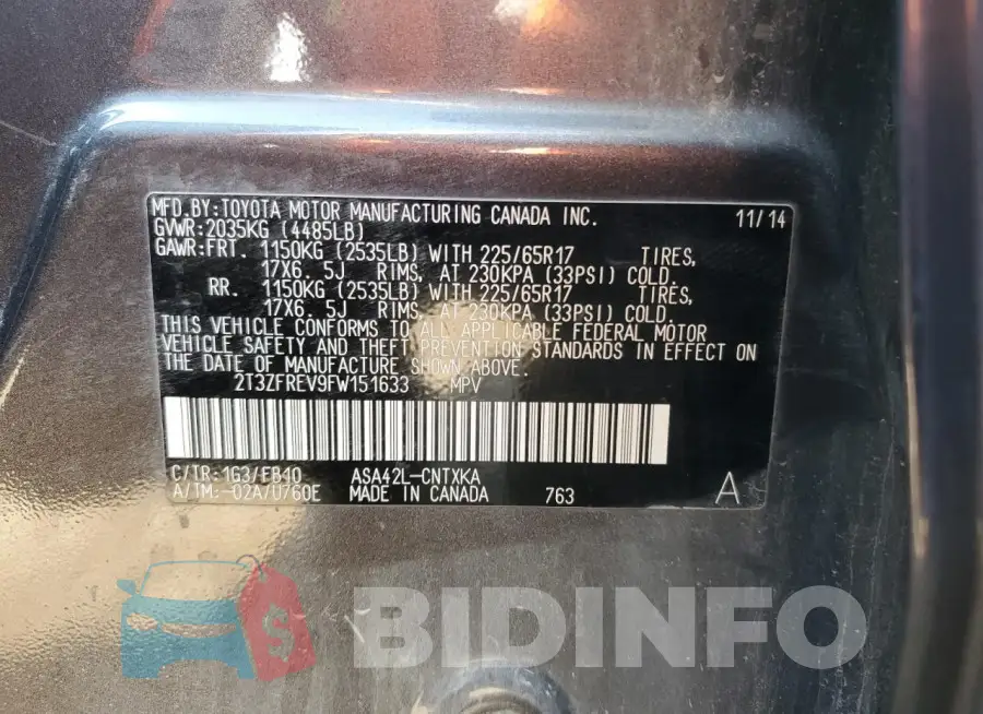 2T3ZFREV9FW151633 Photo# 14