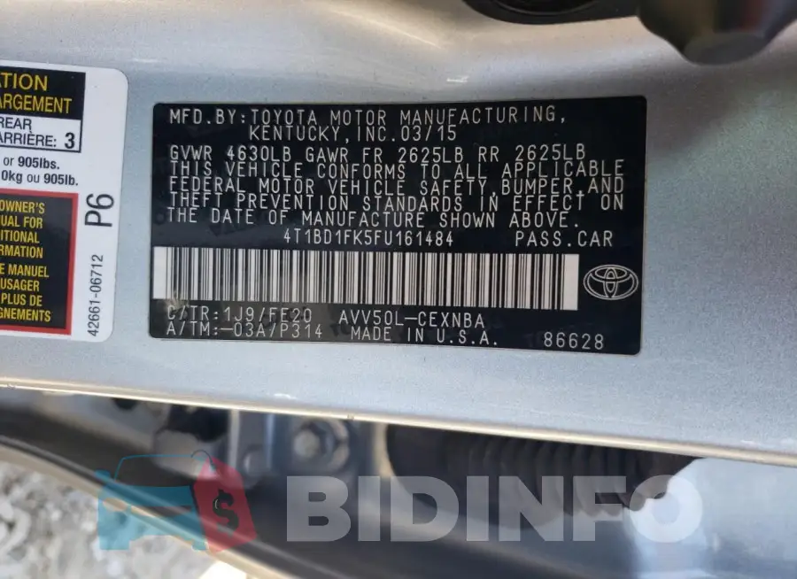 4T1BD1FK5FU161484 Photo# 12