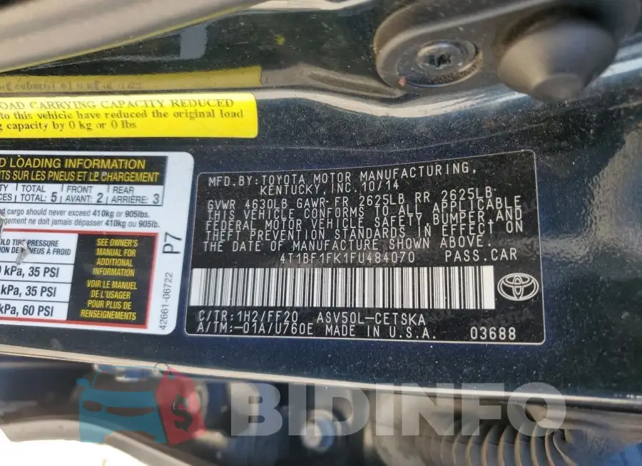 4T1BF1FK1FU484070 Photo# 12