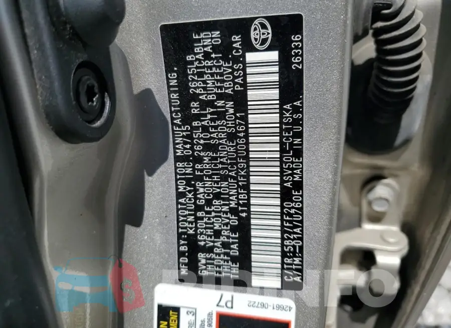 4T1BF1FK9FU064671 Photo# 12
