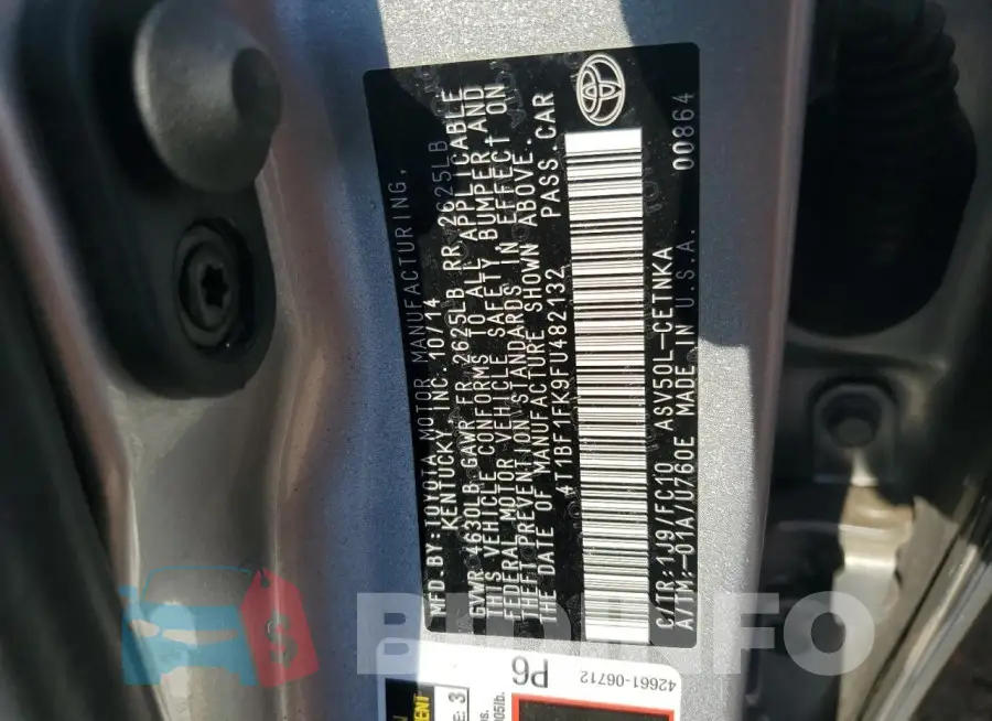 4T1BF1FK9FU482132 Photo# 13