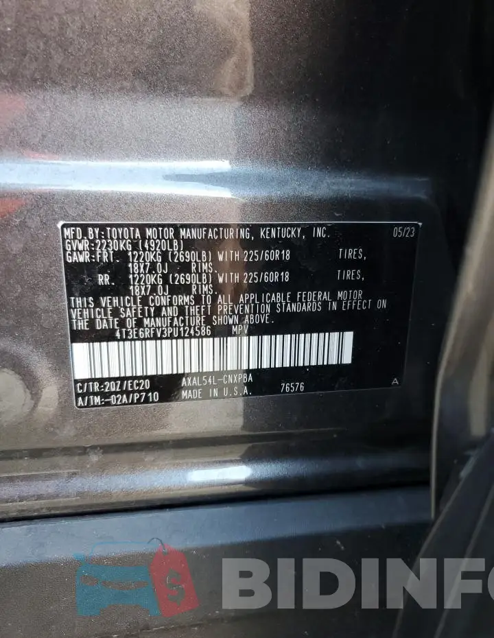 4T3E6RFV3PU124586 Photo# 13
