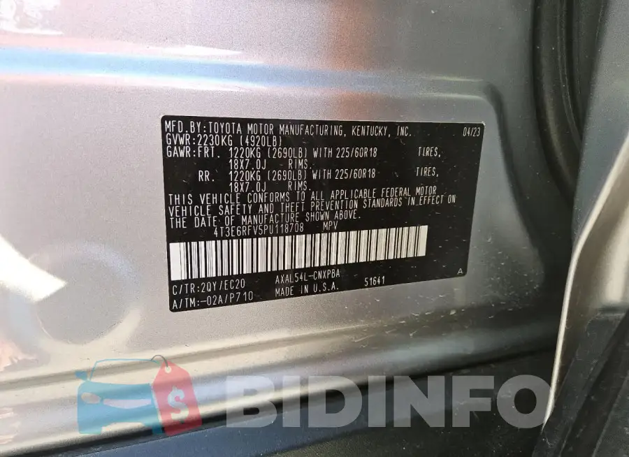 4T3E6RFV5PU118708 Photo# 13