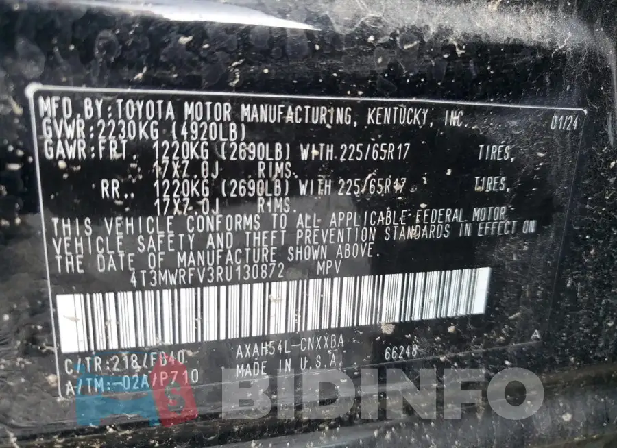 4T3MWRFV3RU130872 Photo# 14