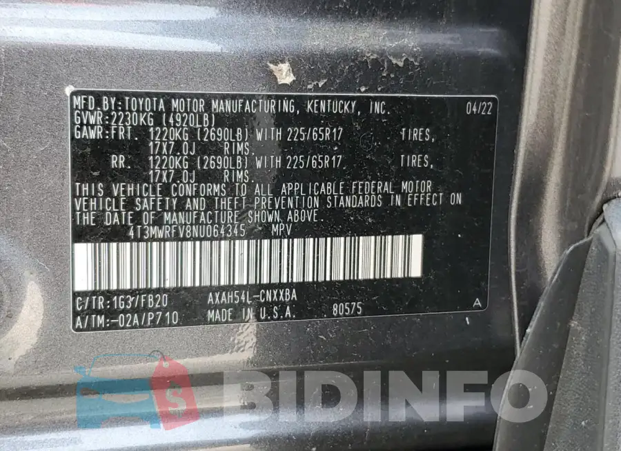 4T3MWRFV8NU064345 Photo# 13