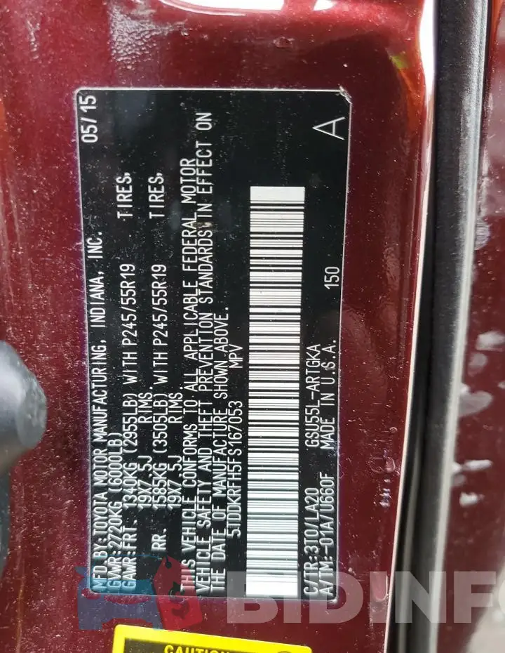 5TDDKRFH5FS167053 Photo# 14