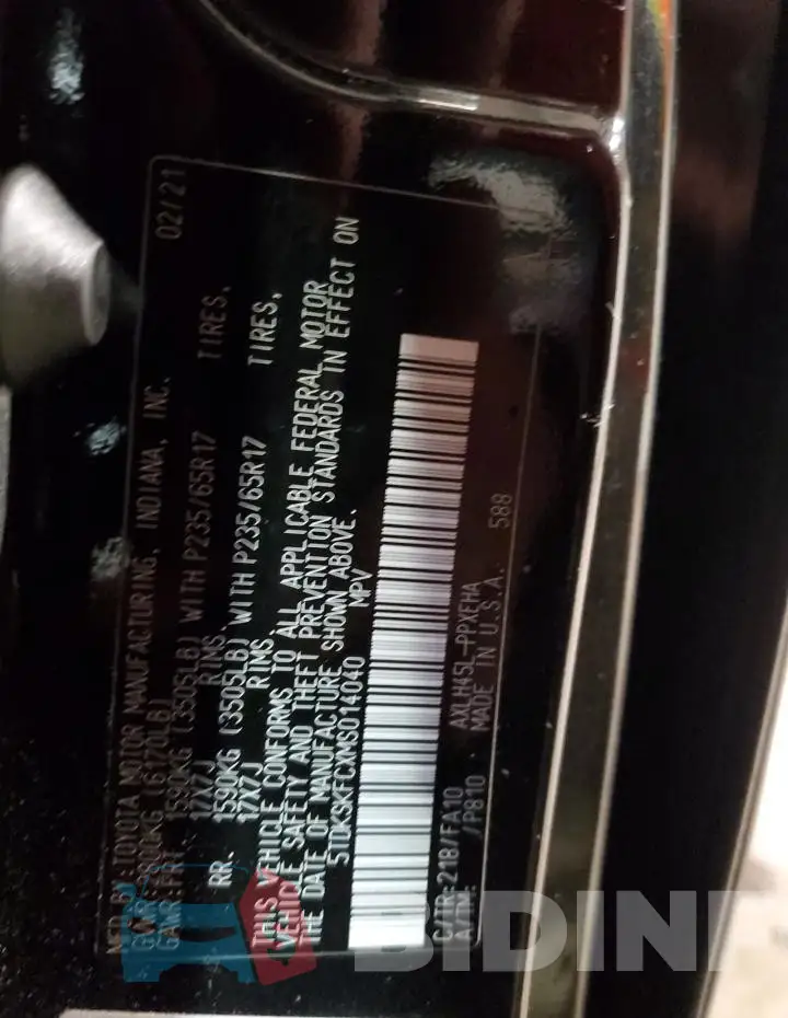 5TDKSKFCXMS014040 Photo# 13