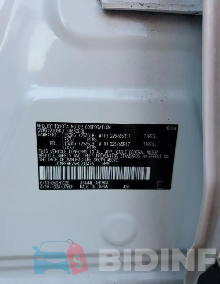 JTMRFREV6HD203476 Photo# 14