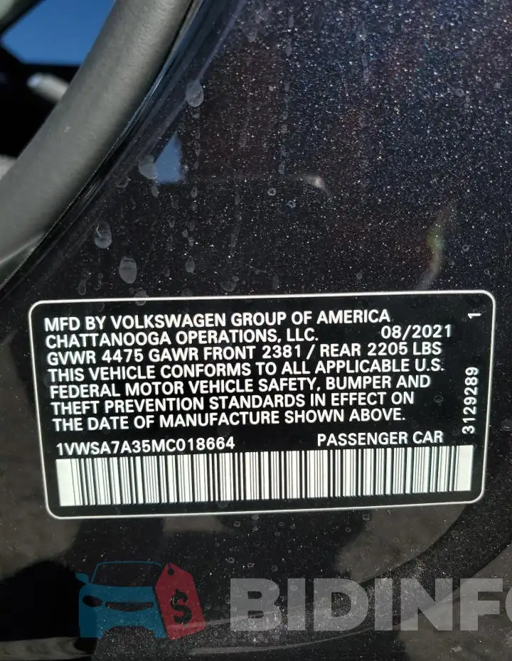 1VWSA7A35MC018664 Photo# 12