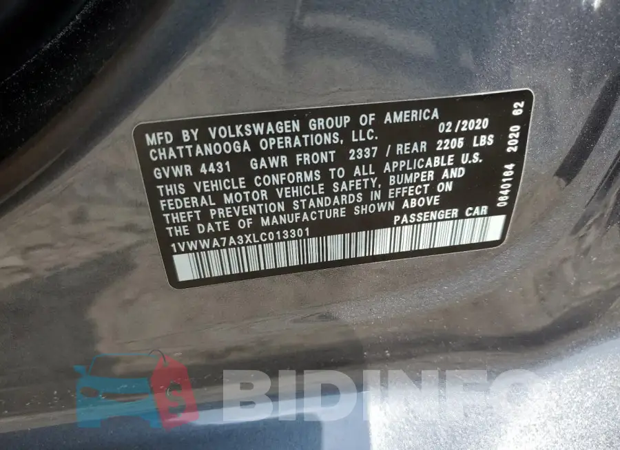 1VWWA7A3XLC013301 Photo# 12