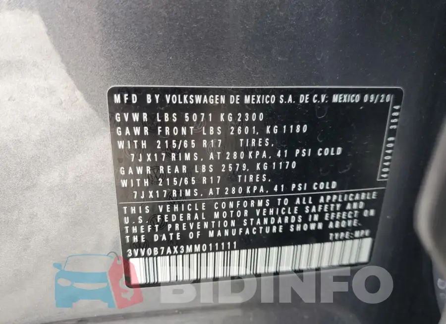 3VV0B7AX3MM011111 Photo# 14