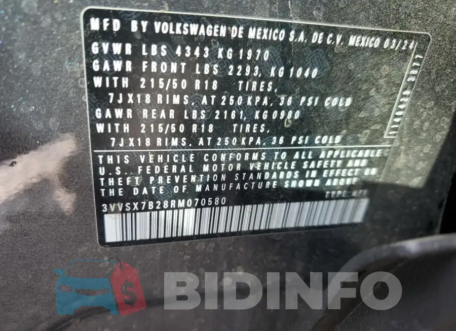 3VVSX7B28RM070580 Photo# 13
