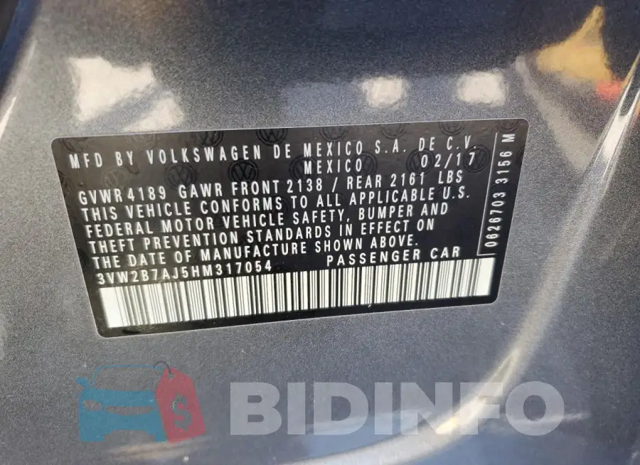 3VW2B7AJ5HM317054 Photo# 13
