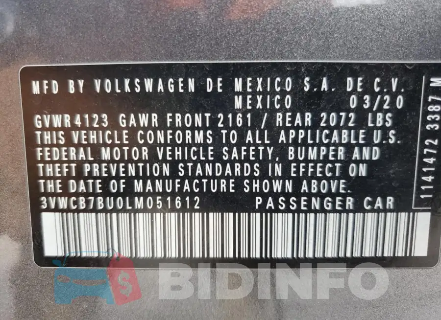 3VWCB7BU0LM051612 Photo# 12