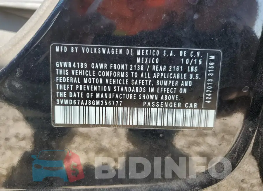 3VWD67AJ8GM256777 Photo# 12