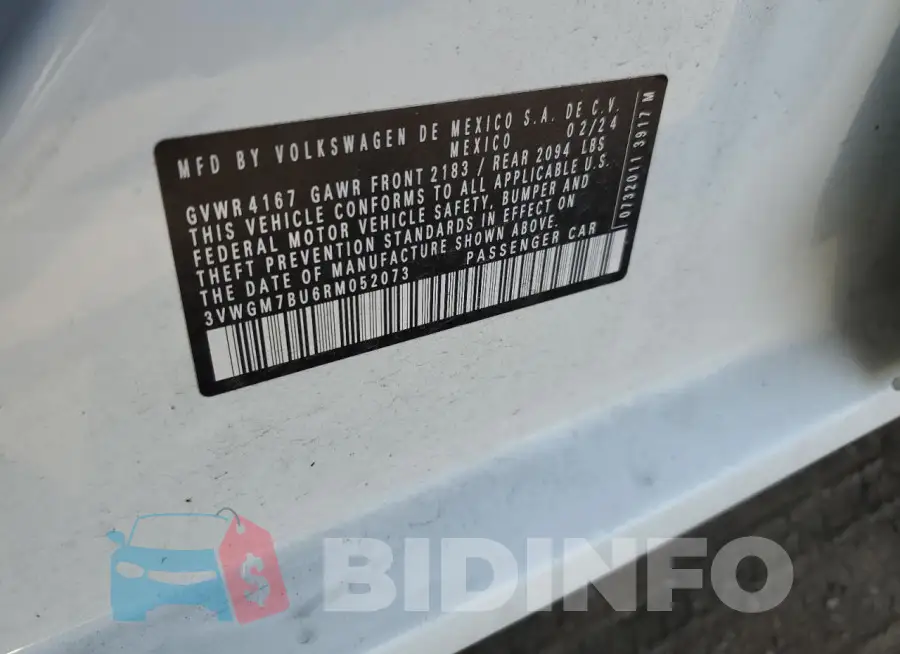 3VWGM7BU6RM052073 Photo# 13