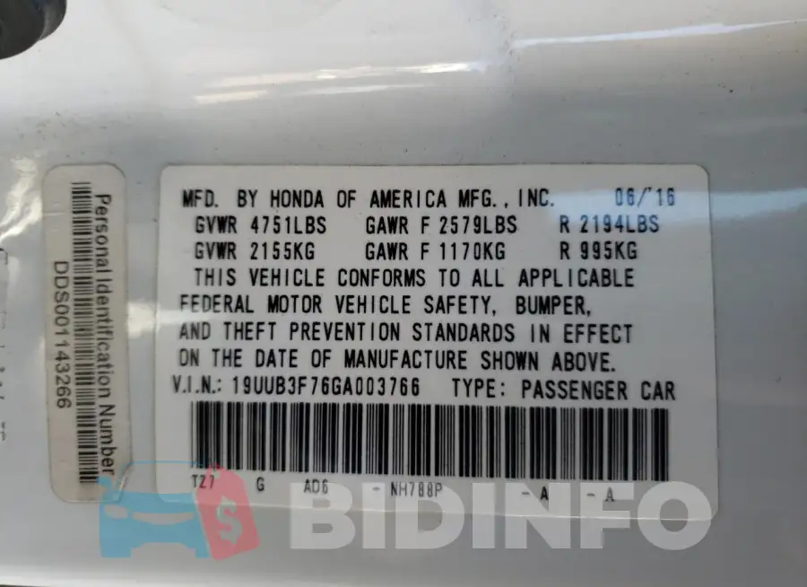 19UUB3F76GA003766 Photo# 12
