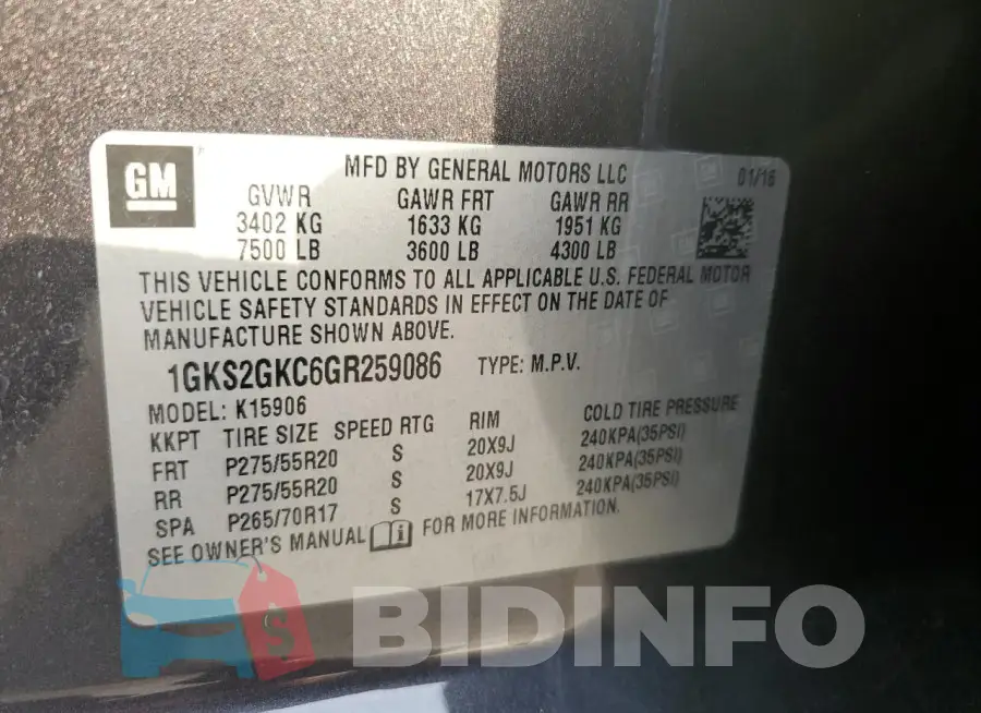 1GKS2GKC6GR259086 Photo# 13