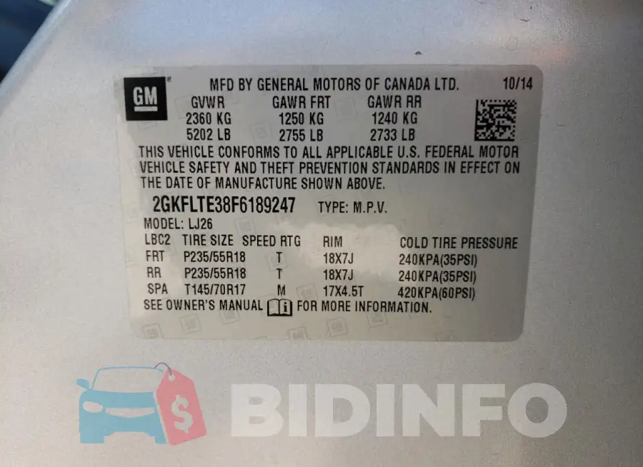 2GKFLTE38F6189247 Photo# 13