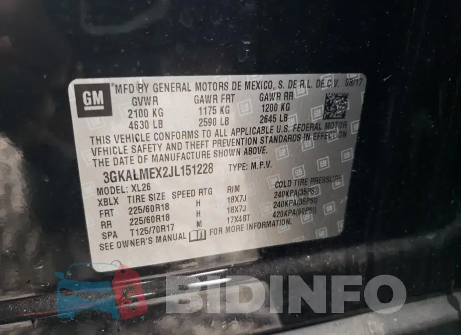 3GKALMEX2JL151228 Photo# 13