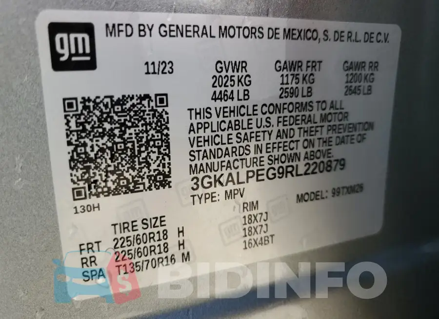 3GKALPEG9RL220879 Photo# 13