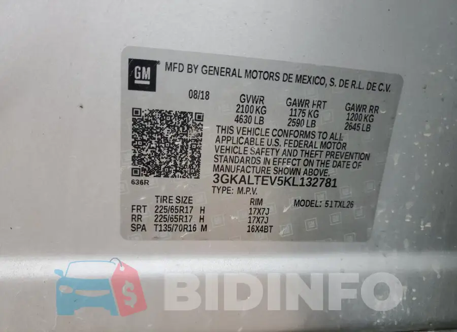 3GKALTEV5KL132781 Photo# 12