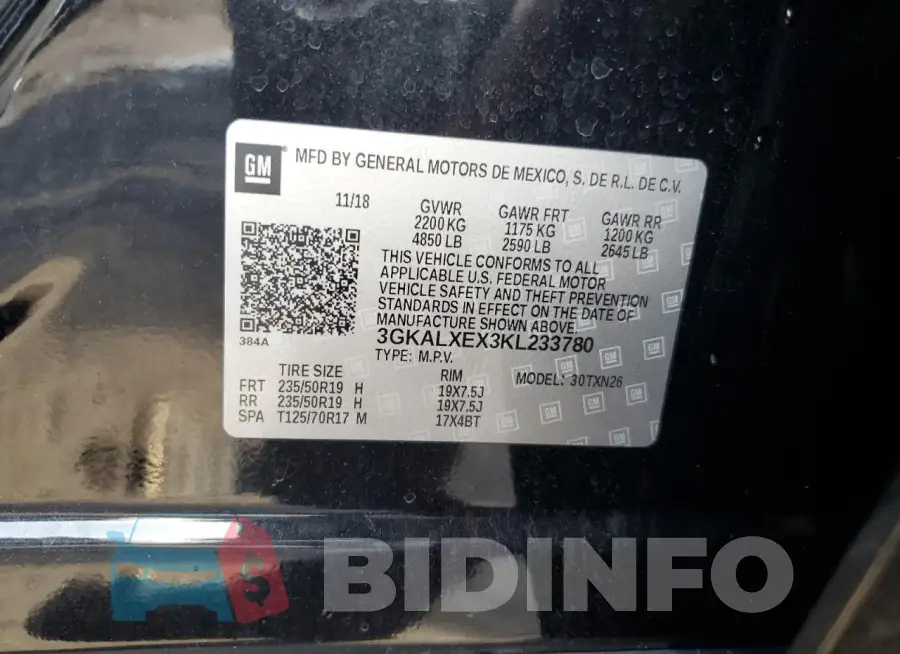 3GKALXEX3KL233780 Photo# 13