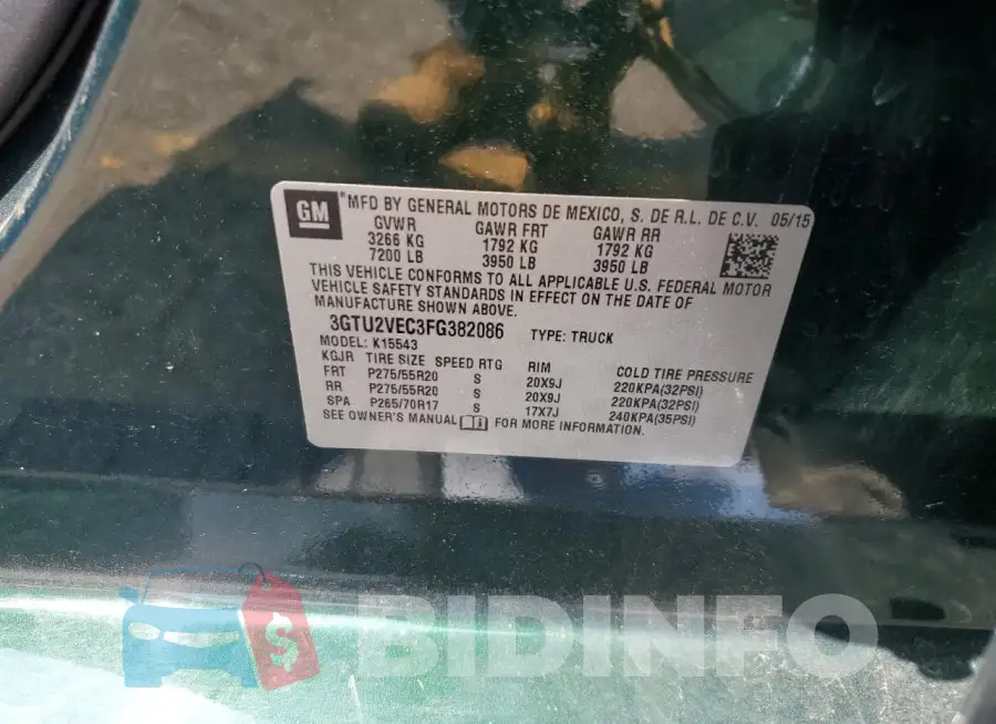 3GTU2VEC3FG382086 Photo# 12
