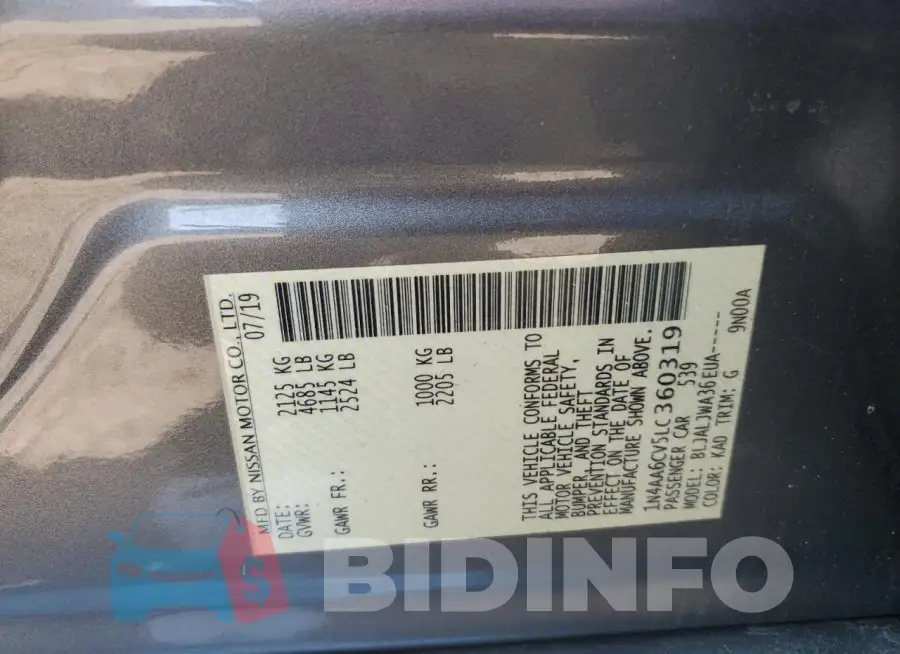 1N4AA6CV5LC360319 Photo# 12