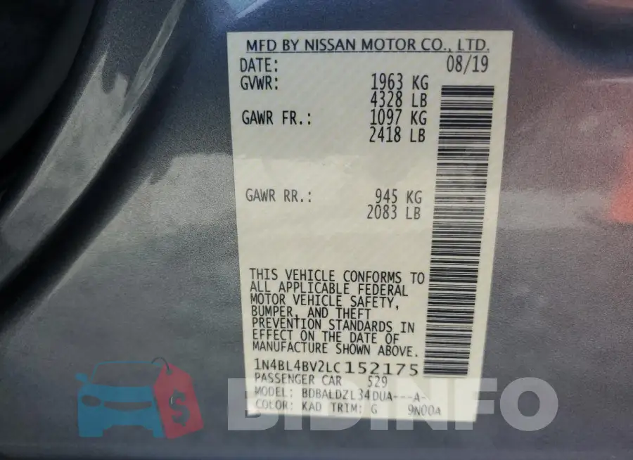 1N4BL4BV2LC152175 Photo# 13