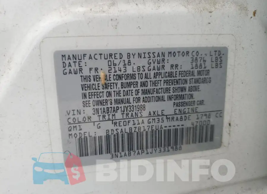 3N1AB7AP1JY331988 Photo# 12