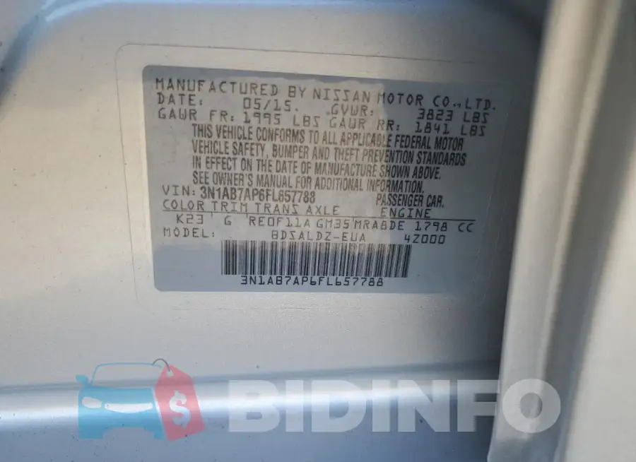 3N1AB7AP6FL657788 Photo# 12