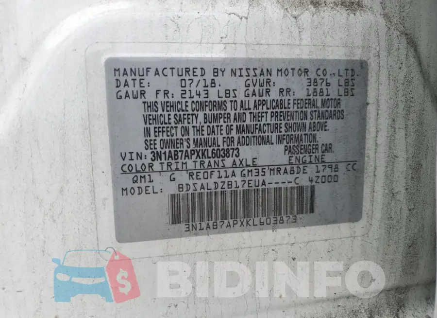 3N1AB7APXKL603873 Photo# 12