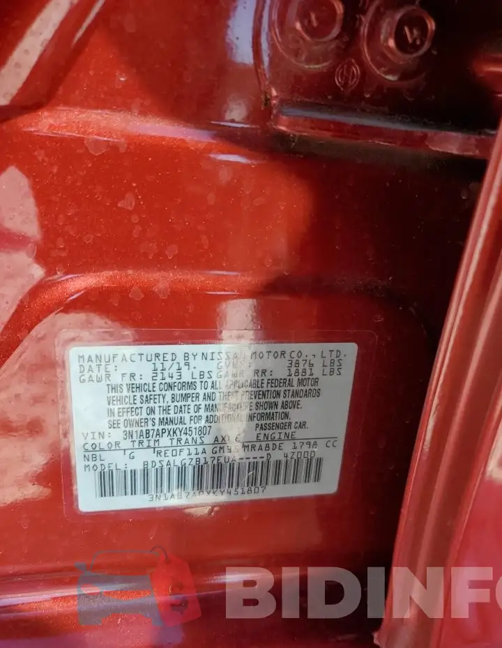 3N1AB7APXKY451807 Photo# 12